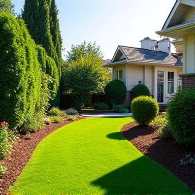 Sparkling clean yard after professional landscaping service