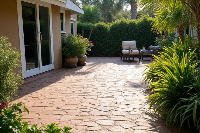 Beautifully installed patio pavers in a Florida backyard